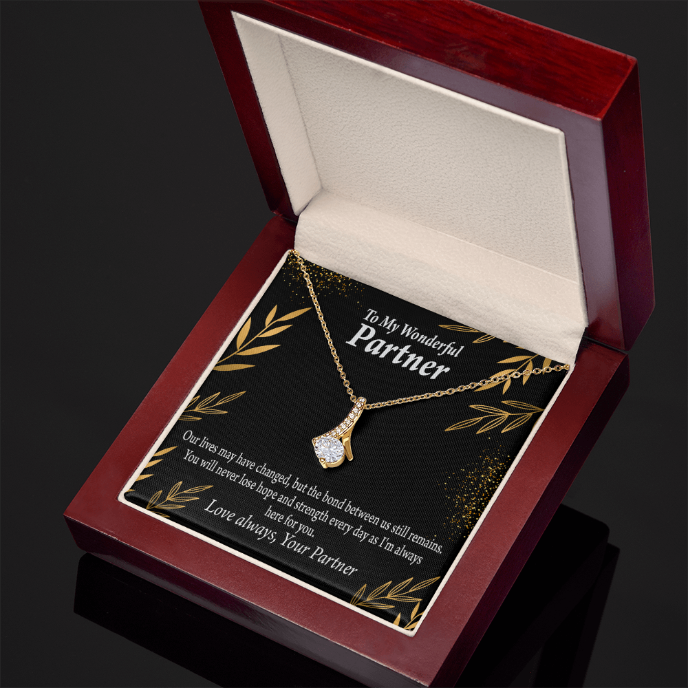 To My Partner Never Lose Hope Strength Alluring Ribbon Necklace Message Card-Express Your Love Gifts