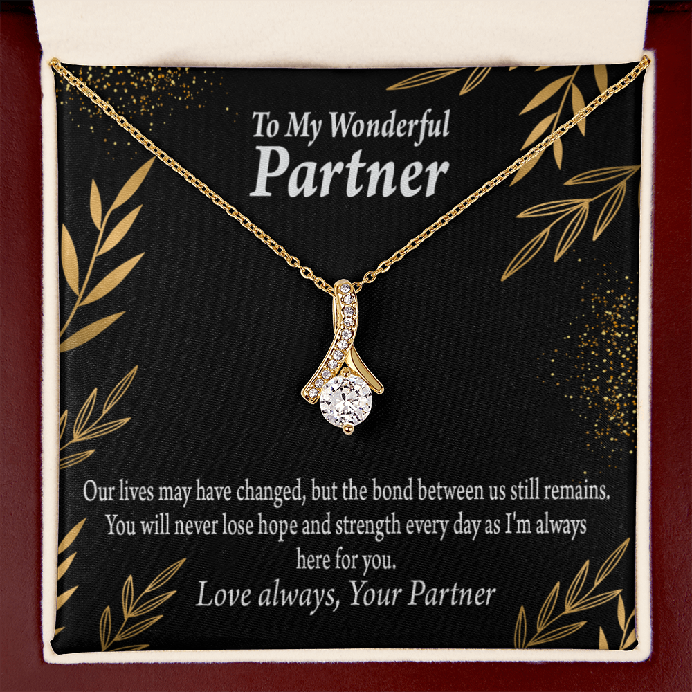 To My Partner Never Lose Hope Strength Alluring Ribbon Necklace Message Card-Express Your Love Gifts