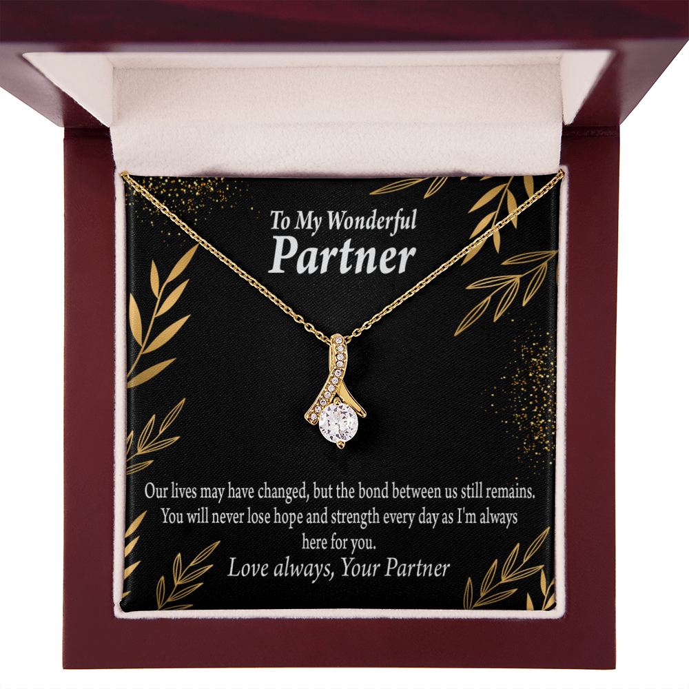 To My Partner Never Lose Hope Strength Alluring Ribbon Necklace Message Card-Express Your Love Gifts