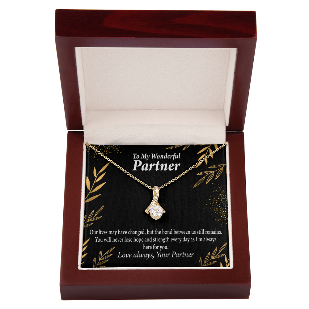 To My Partner Never Lose Hope Strength Alluring Ribbon Necklace Message Card-Express Your Love Gifts