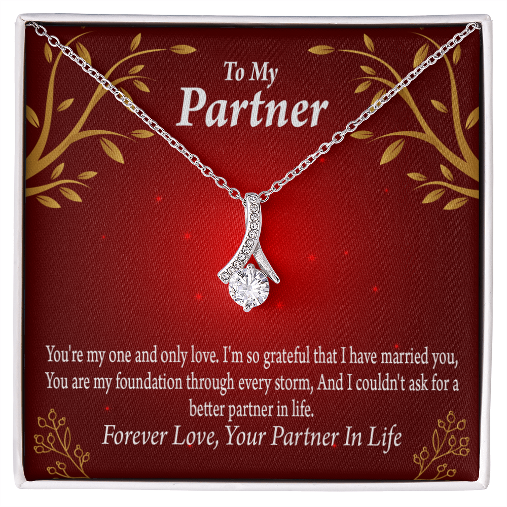 To My Partner One and Only Alluring Ribbon Necklace Message Card-Express Your Love Gifts