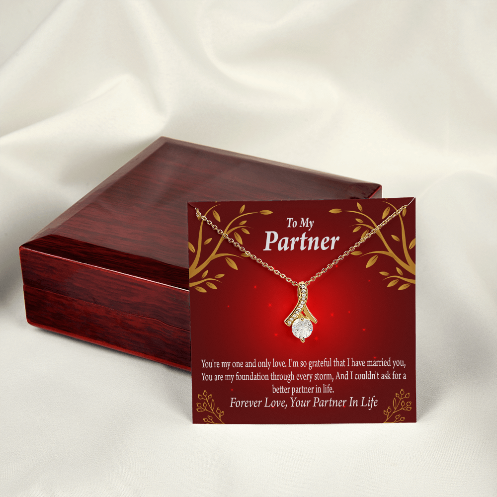 To My Partner One and Only Alluring Ribbon Necklace Message Card-Express Your Love Gifts