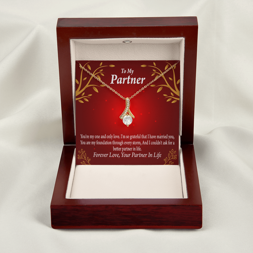 To My Partner One and Only Alluring Ribbon Necklace Message Card-Express Your Love Gifts