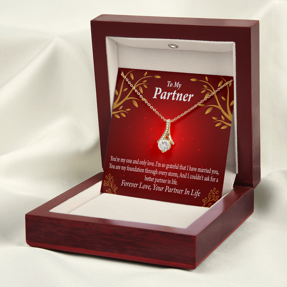 To My Partner One and Only Alluring Ribbon Necklace Message Card-Express Your Love Gifts