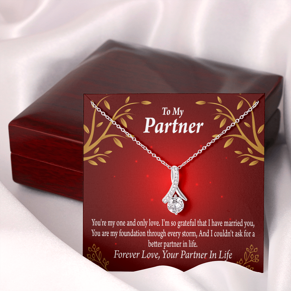 To My Partner One and Only Alluring Ribbon Necklace Message Card-Express Your Love Gifts