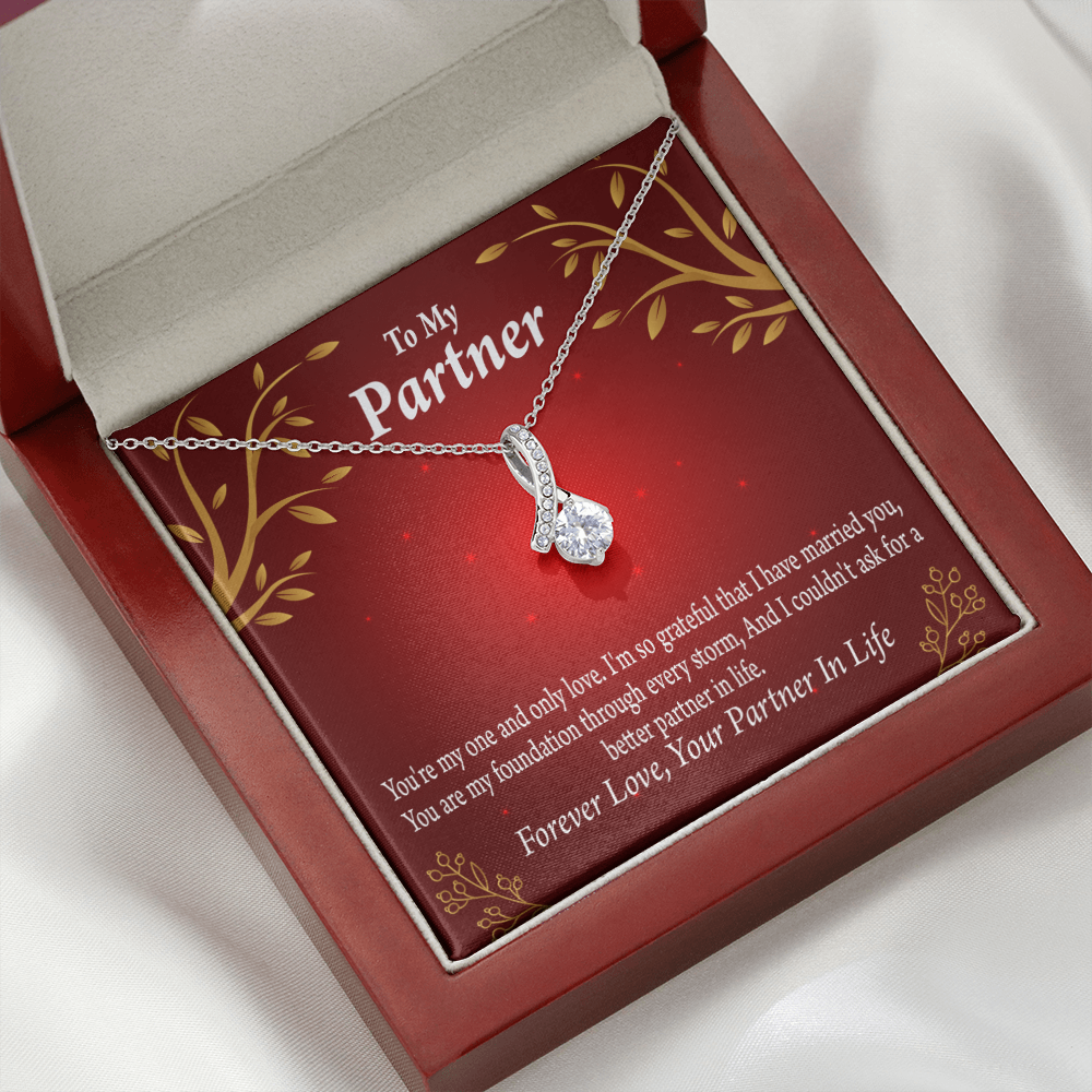 To My Partner One and Only Alluring Ribbon Necklace Message Card-Express Your Love Gifts