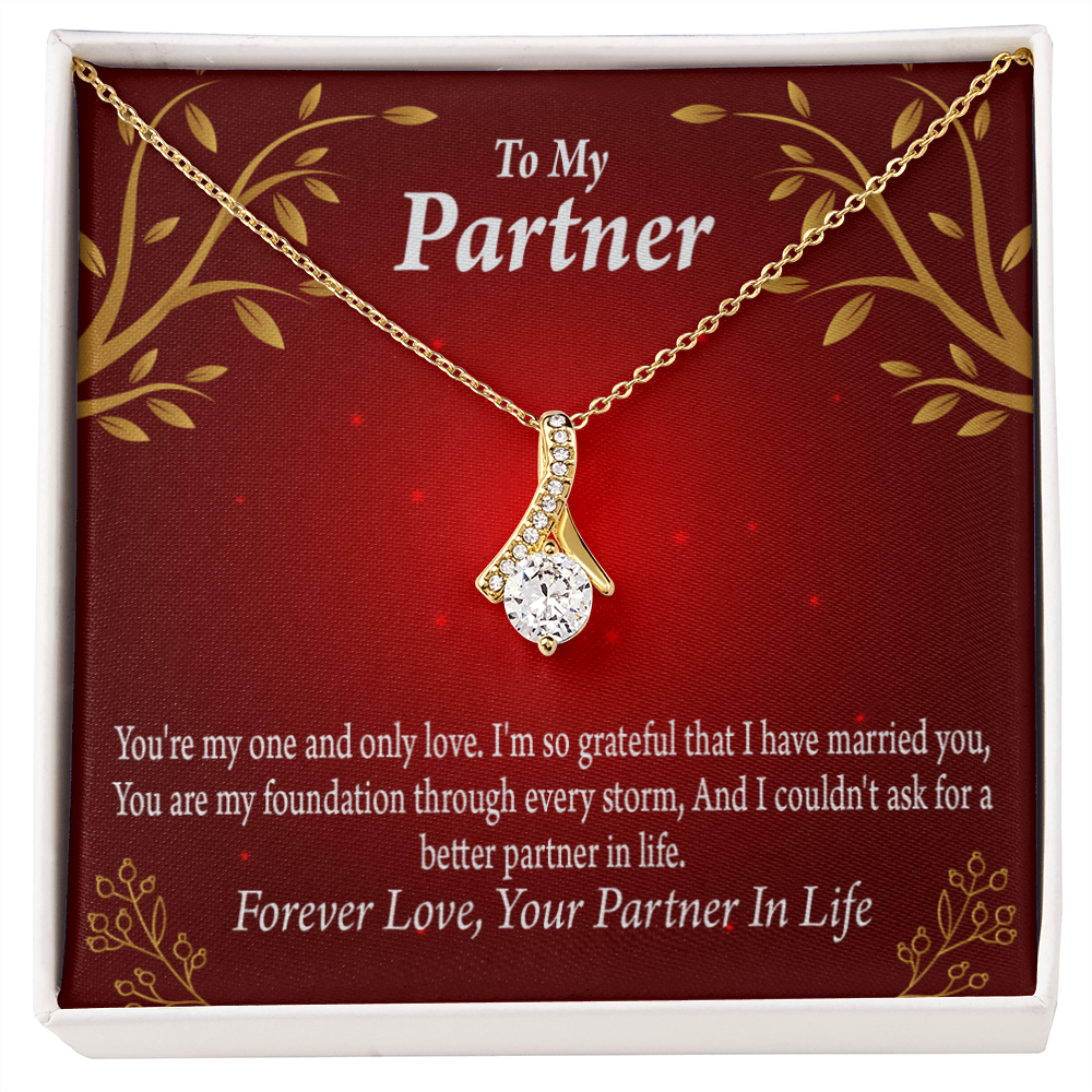 To My Partner One and Only Alluring Ribbon Necklace Message Card-Express Your Love Gifts