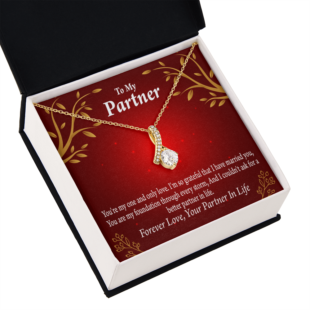 To My Partner One and Only Alluring Ribbon Necklace Message Card-Express Your Love Gifts