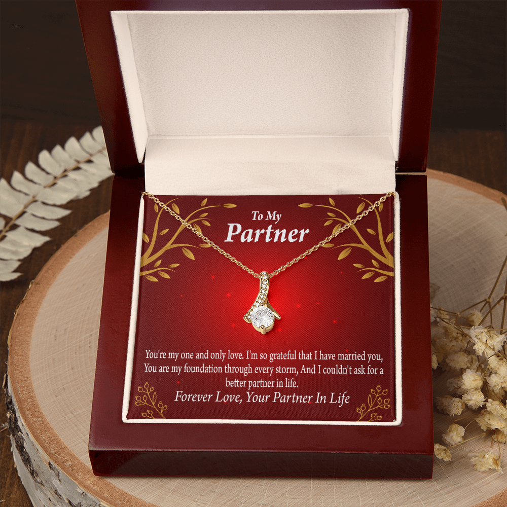 To My Partner One and Only Alluring Ribbon Necklace Message Card-Express Your Love Gifts