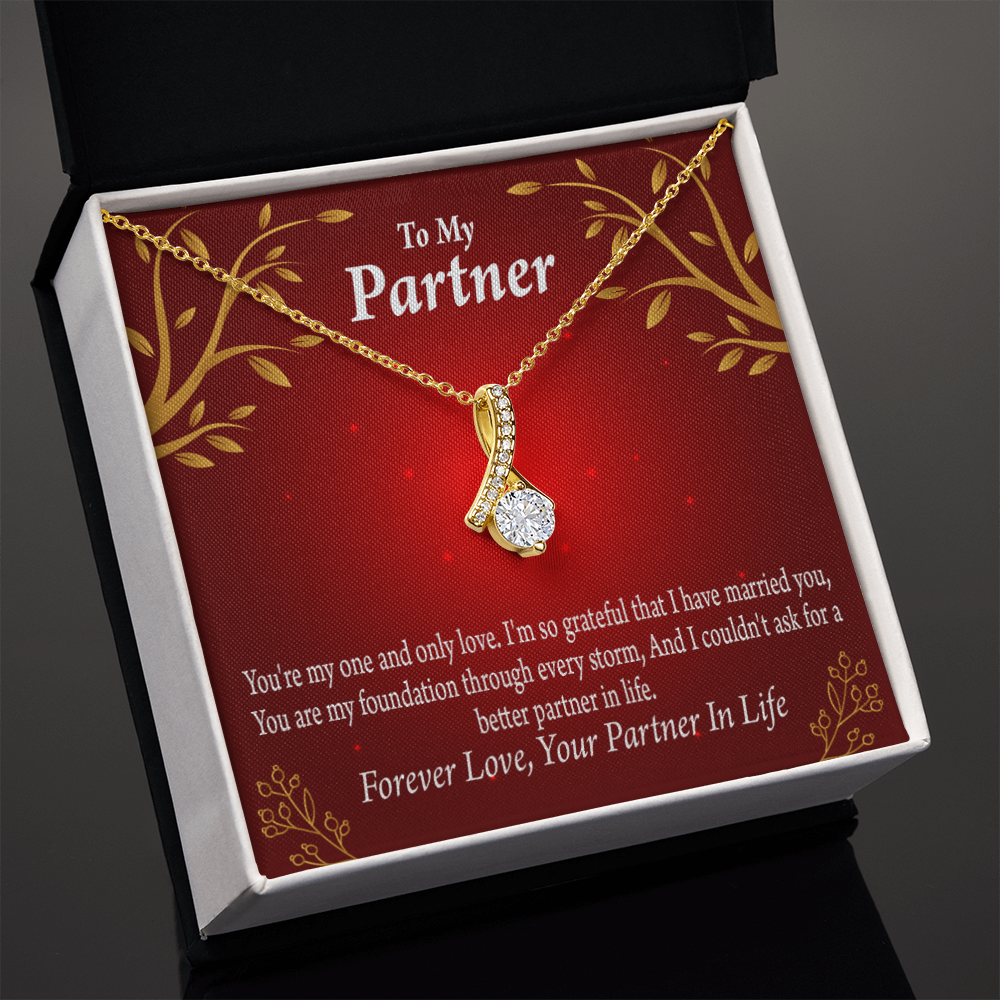 To My Partner One and Only Alluring Ribbon Necklace Message Card-Express Your Love Gifts