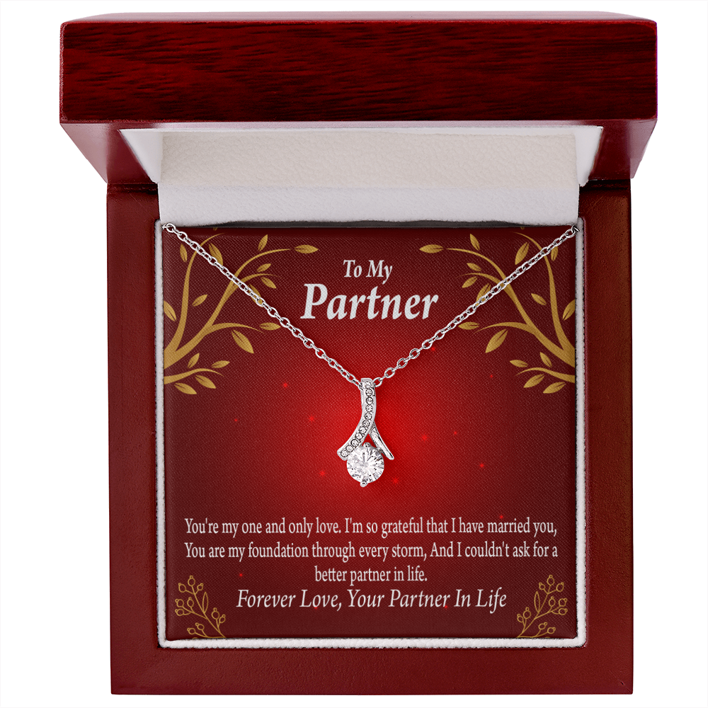 To My Partner One and Only Alluring Ribbon Necklace Message Card-Express Your Love Gifts
