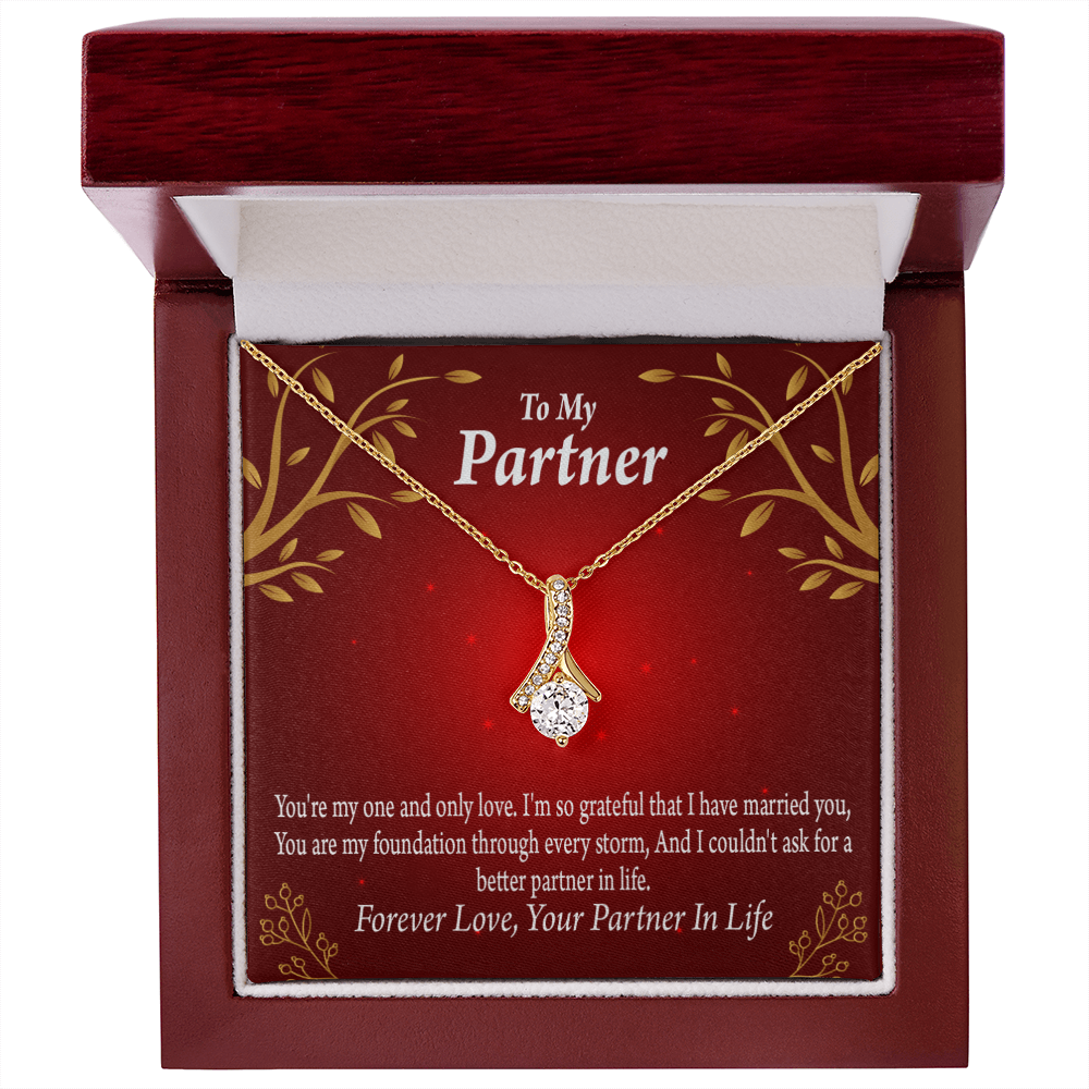 To My Partner One and Only Alluring Ribbon Necklace Message Card-Express Your Love Gifts