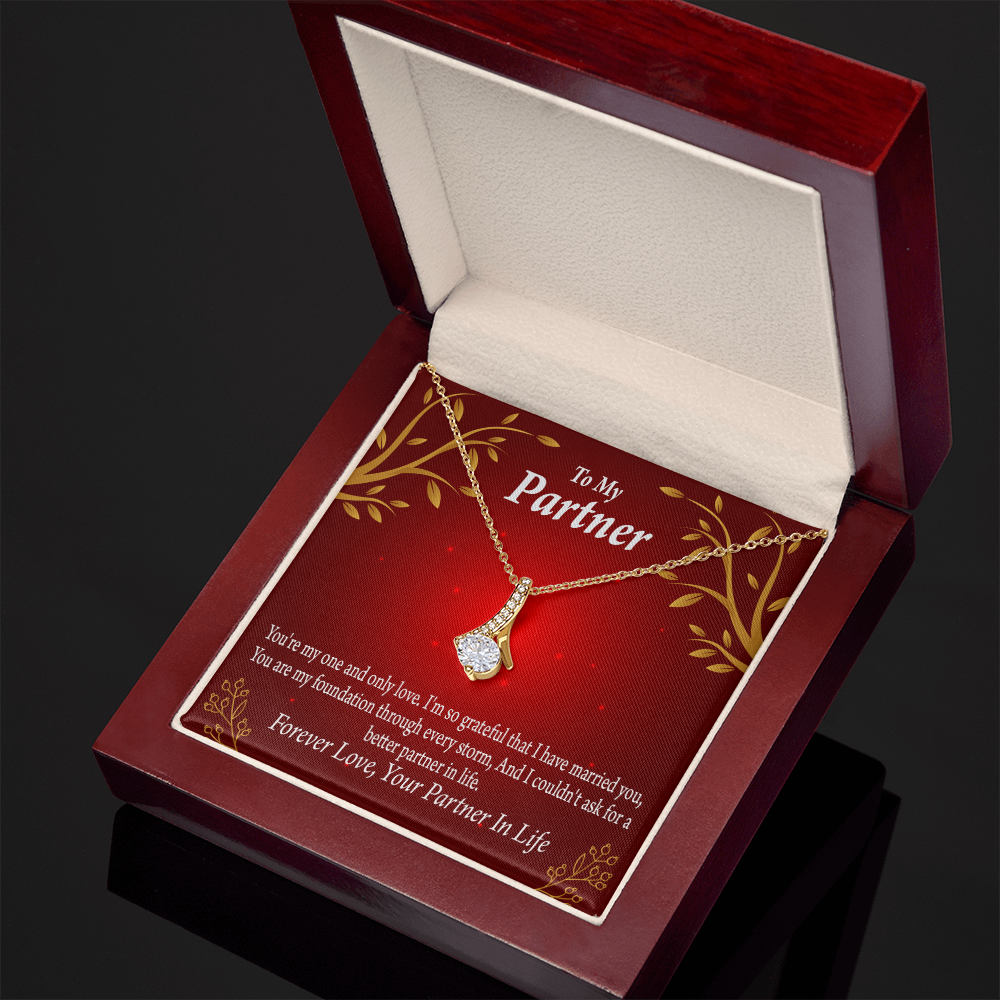 To My Partner One and Only Alluring Ribbon Necklace Message Card-Express Your Love Gifts
