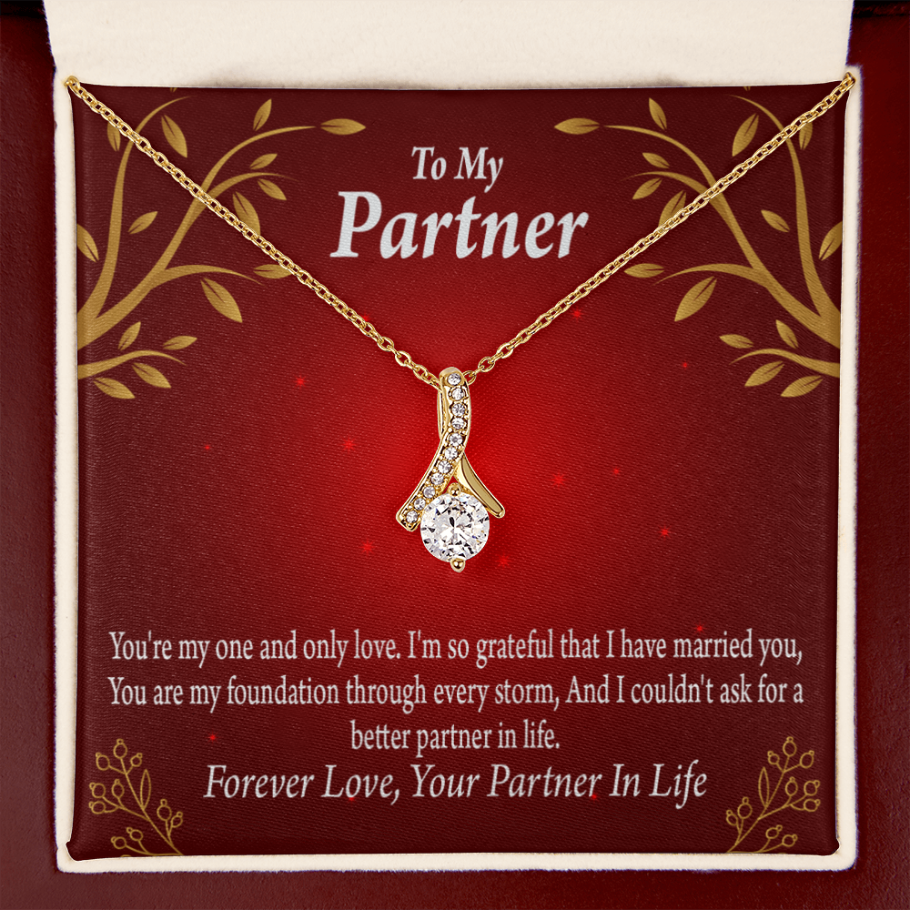 To My Partner One and Only Alluring Ribbon Necklace Message Card-Express Your Love Gifts