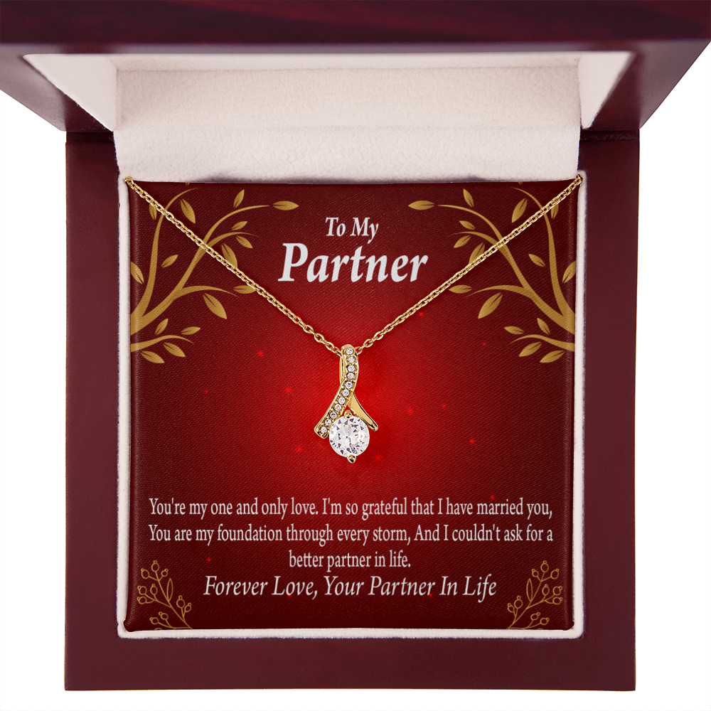 To My Partner One and Only Alluring Ribbon Necklace Message Card-Express Your Love Gifts