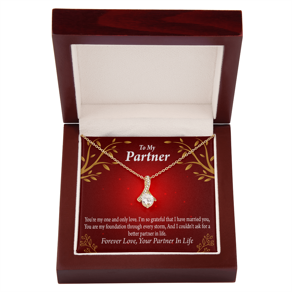 To My Partner One and Only Alluring Ribbon Necklace Message Card-Express Your Love Gifts