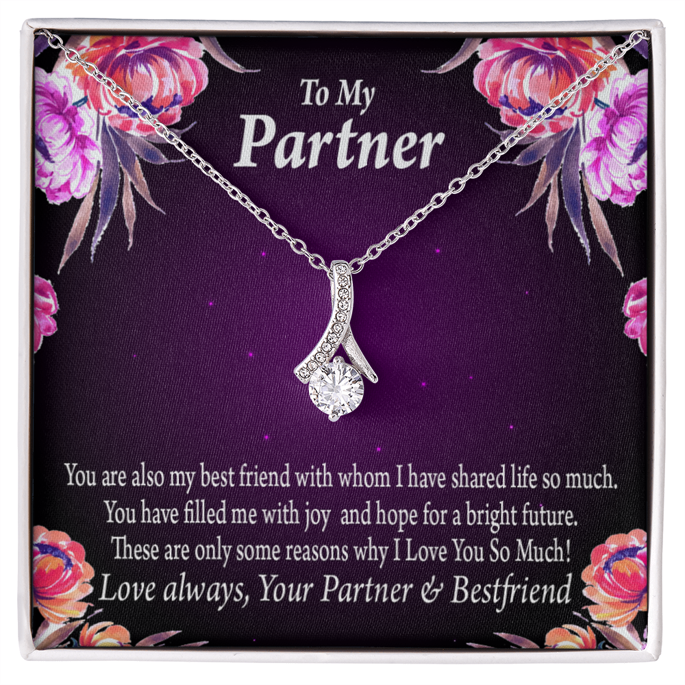 To My Partner Partner and Bestfriend Alluring Ribbon Necklace Message Card-Express Your Love Gifts