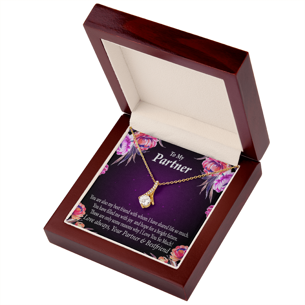To My Partner Partner and Bestfriend Alluring Ribbon Necklace Message Card-Express Your Love Gifts