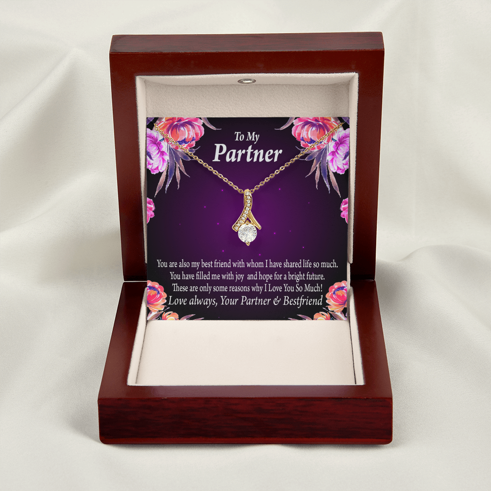 To My Partner Partner and Bestfriend Alluring Ribbon Necklace Message Card-Express Your Love Gifts