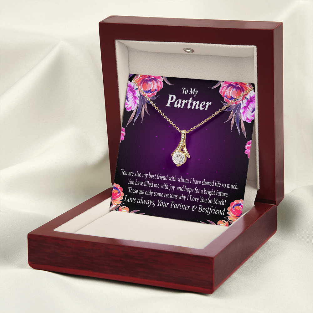 To My Partner Partner and Bestfriend Alluring Ribbon Necklace Message Card-Express Your Love Gifts