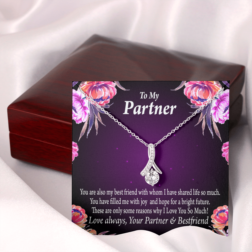To My Partner Partner and Bestfriend Alluring Ribbon Necklace Message Card-Express Your Love Gifts