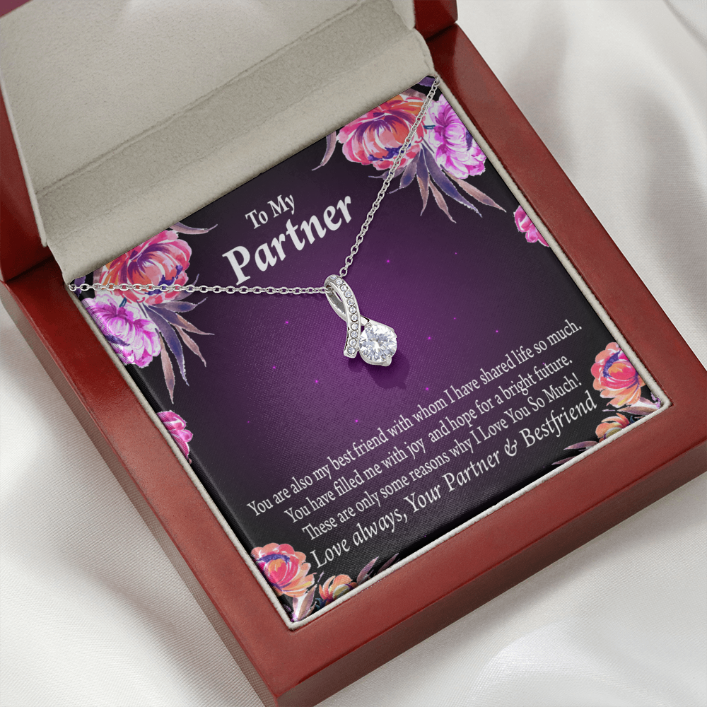 To My Partner Partner and Bestfriend Alluring Ribbon Necklace Message Card-Express Your Love Gifts