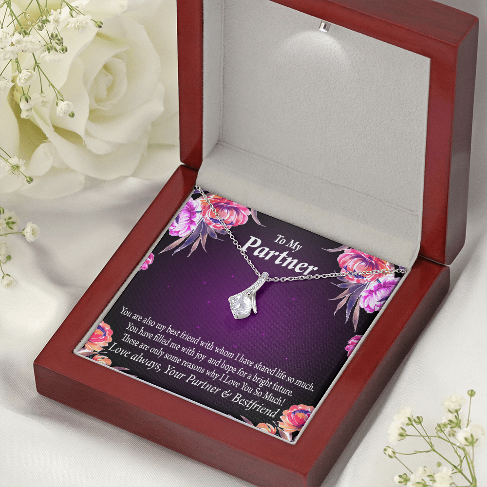 To My Partner Partner and Bestfriend Alluring Ribbon Necklace Message Card-Express Your Love Gifts