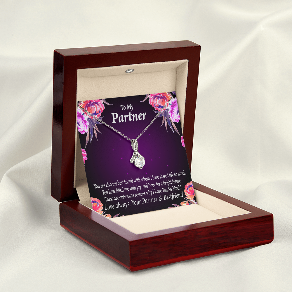 To My Partner Partner and Bestfriend Alluring Ribbon Necklace Message Card-Express Your Love Gifts