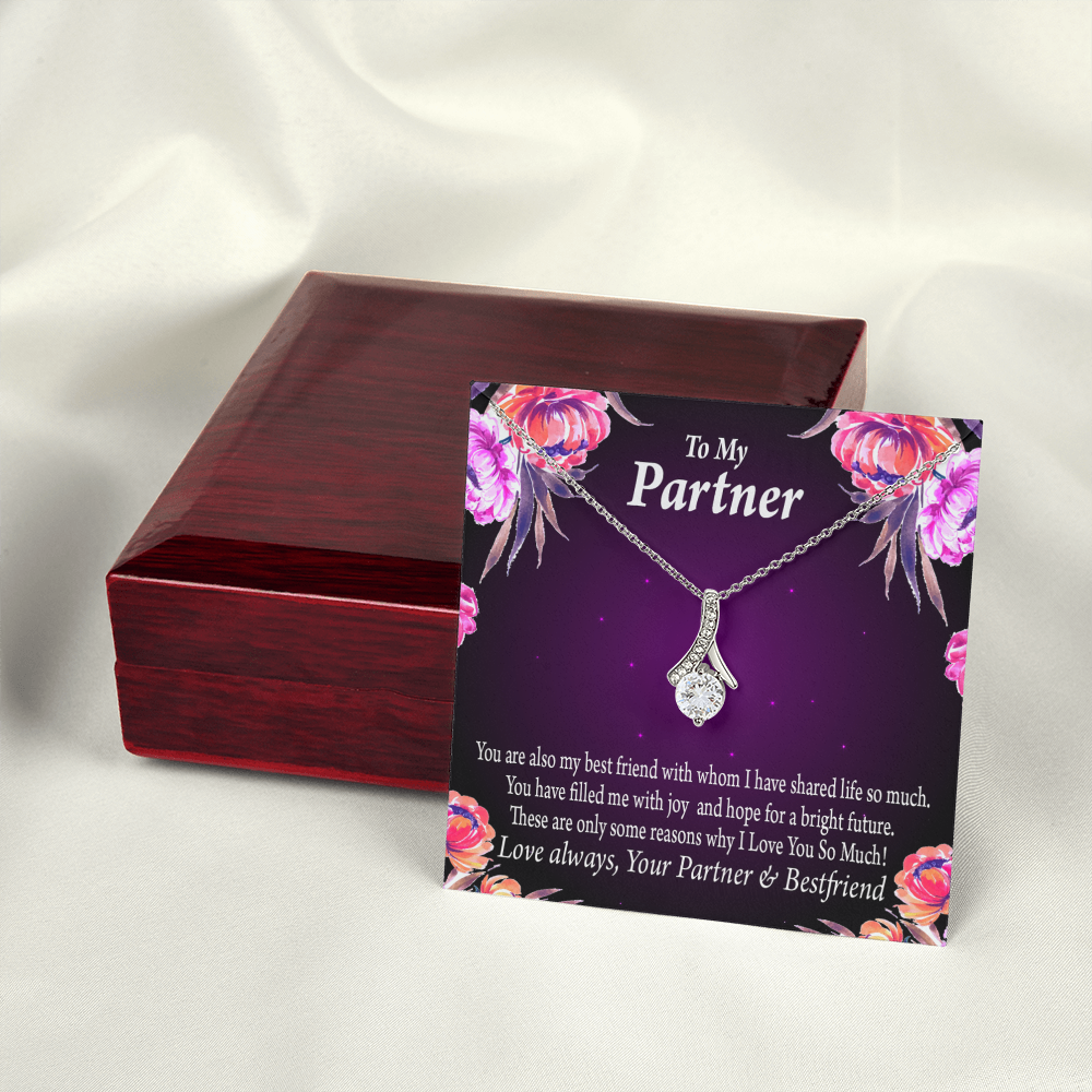 To My Partner Partner and Bestfriend Alluring Ribbon Necklace Message Card-Express Your Love Gifts