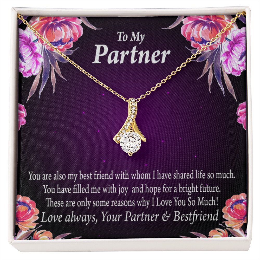 To My Partner Partner and Bestfriend Alluring Ribbon Necklace Message Card-Express Your Love Gifts