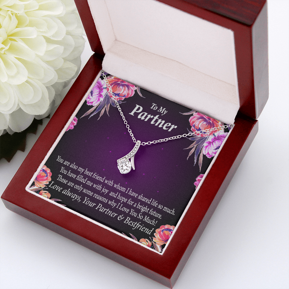 To My Partner Partner and Bestfriend Alluring Ribbon Necklace Message Card-Express Your Love Gifts