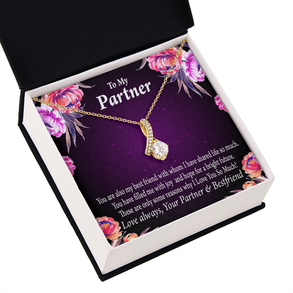 To My Partner Partner and Bestfriend Alluring Ribbon Necklace Message Card-Express Your Love Gifts