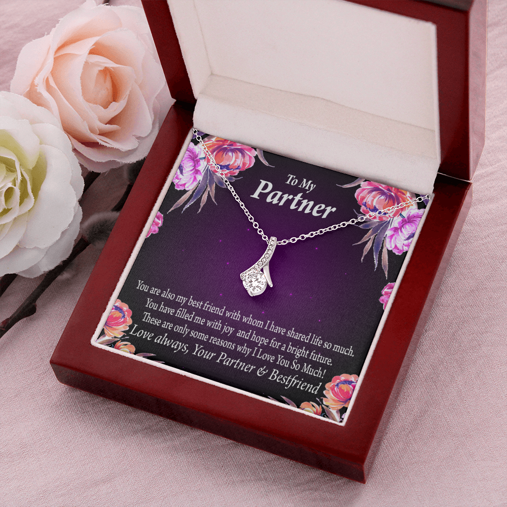 To My Partner Partner and Bestfriend Alluring Ribbon Necklace Message Card-Express Your Love Gifts