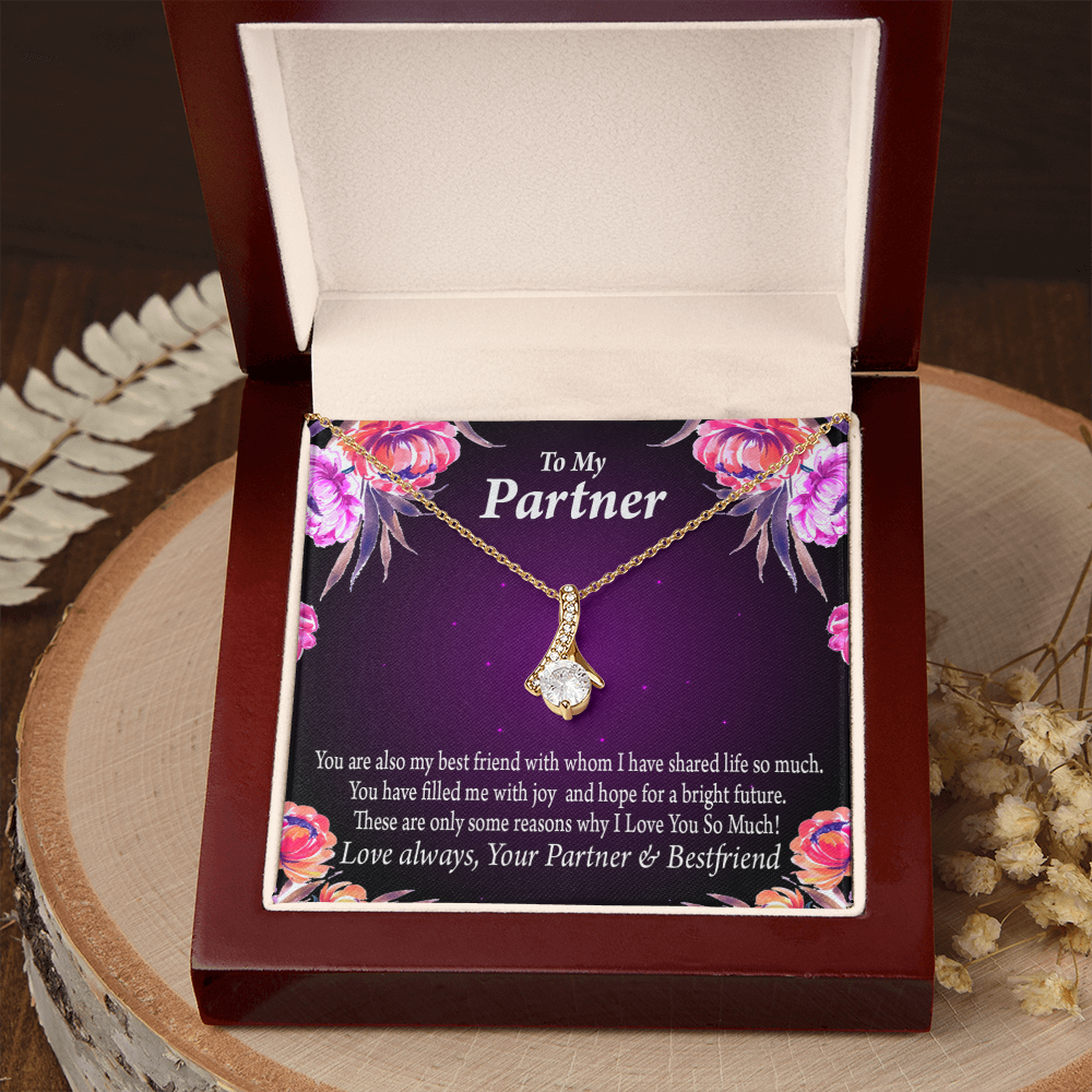 To My Partner Partner and Bestfriend Alluring Ribbon Necklace Message Card-Express Your Love Gifts