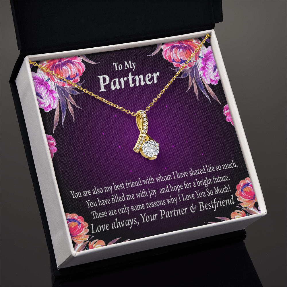 To My Partner Partner and Bestfriend Alluring Ribbon Necklace Message Card-Express Your Love Gifts