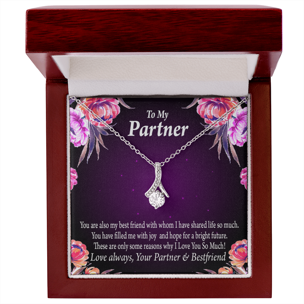 To My Partner Partner and Bestfriend Alluring Ribbon Necklace Message Card-Express Your Love Gifts
