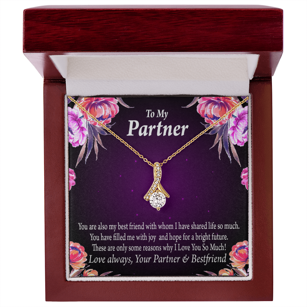To My Partner Partner and Bestfriend Alluring Ribbon Necklace Message Card-Express Your Love Gifts