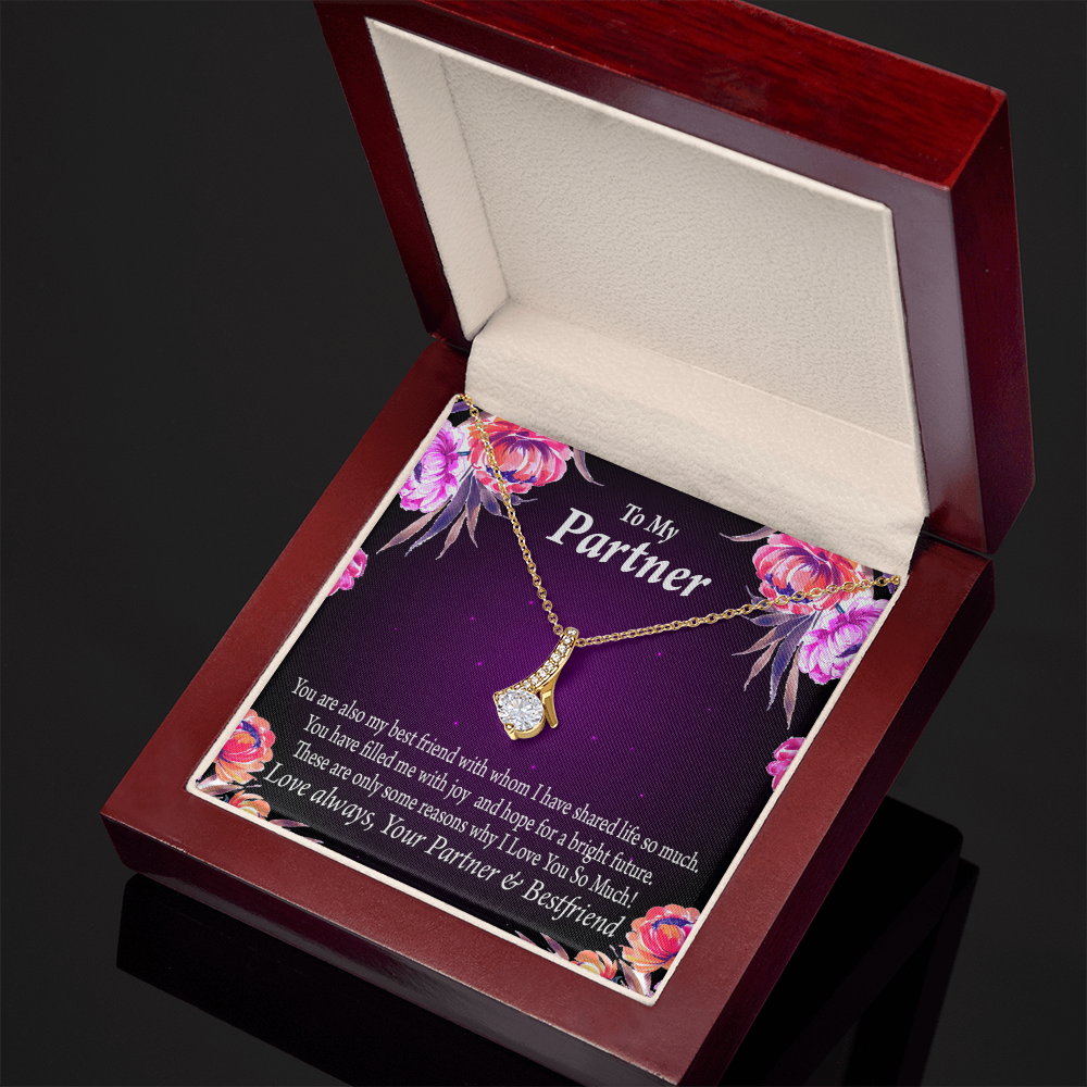 To My Partner Partner and Bestfriend Alluring Ribbon Necklace Message Card-Express Your Love Gifts