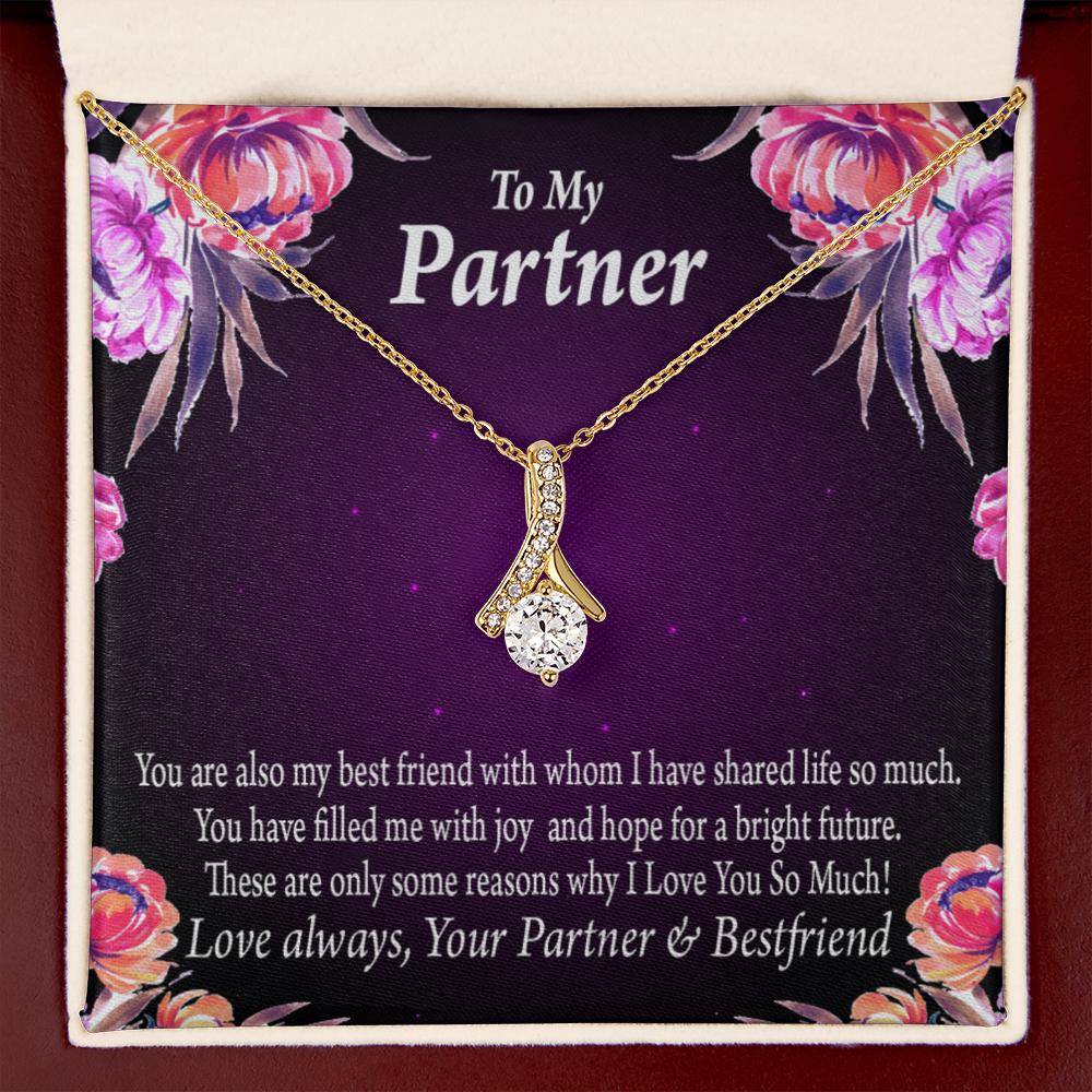 To My Partner Partner and Bestfriend Alluring Ribbon Necklace Message Card-Express Your Love Gifts