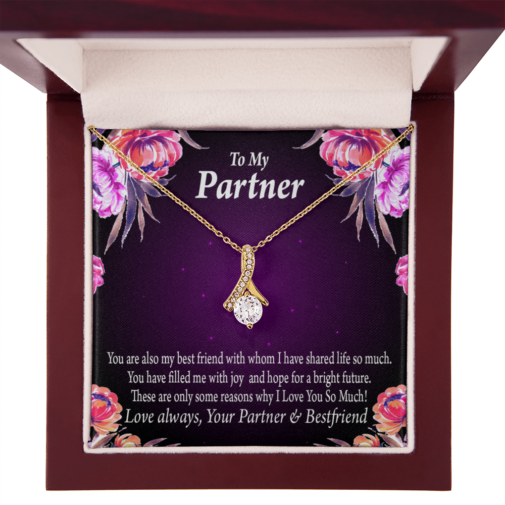 To My Partner Partner and Bestfriend Alluring Ribbon Necklace Message Card-Express Your Love Gifts