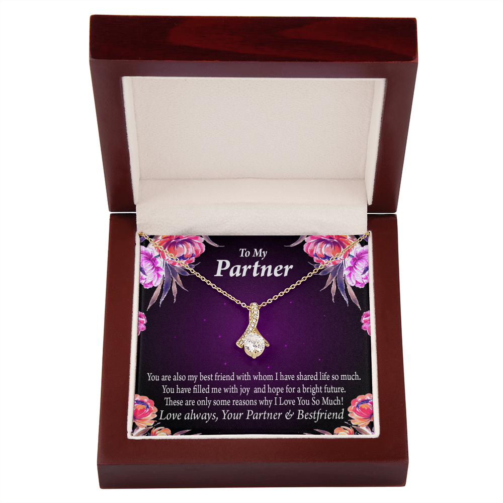 To My Partner Partner and Bestfriend Alluring Ribbon Necklace Message Card-Express Your Love Gifts