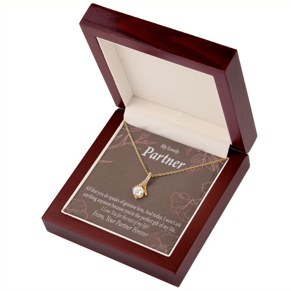 To My Partner Perfect Gift Of My Life Alluring Ribbon Necklace Message Card-Express Your Love Gifts