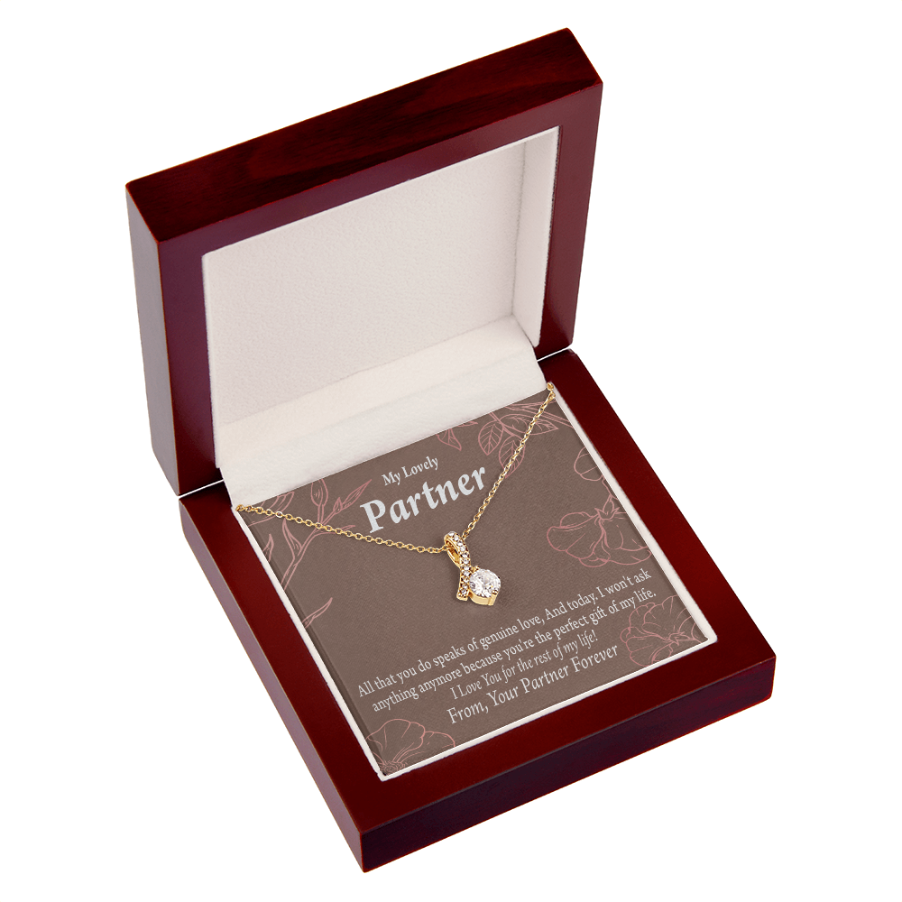 To My Partner Perfect Gift Of My Life Alluring Ribbon Necklace Message Card-Express Your Love Gifts