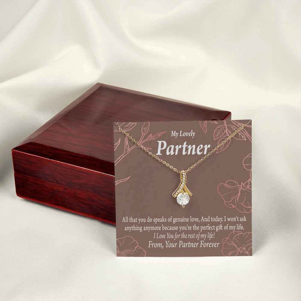 To My Partner Perfect Gift Of My Life Alluring Ribbon Necklace Message Card-Express Your Love Gifts