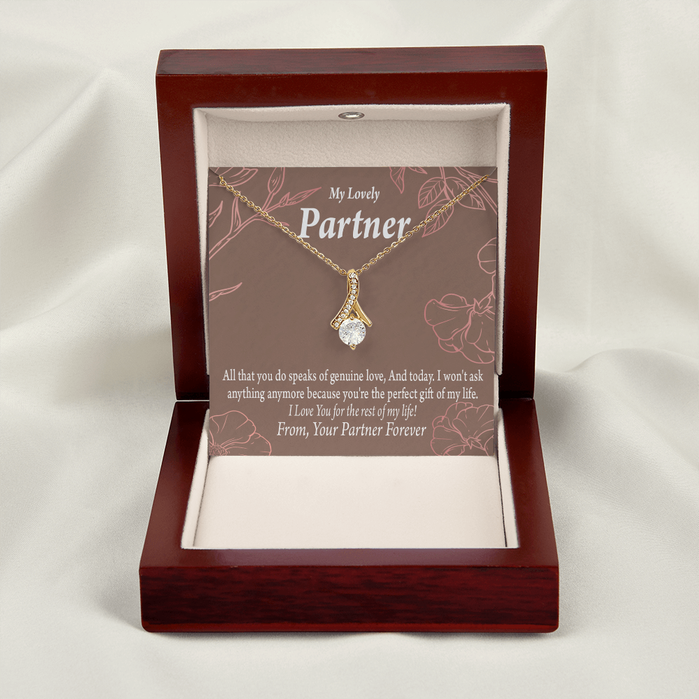 To My Partner Perfect Gift Of My Life Alluring Ribbon Necklace Message Card-Express Your Love Gifts
