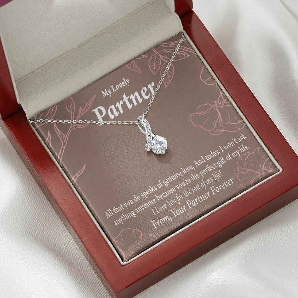 To My Partner Perfect Gift Of My Life Alluring Ribbon Necklace Message Card-Express Your Love Gifts