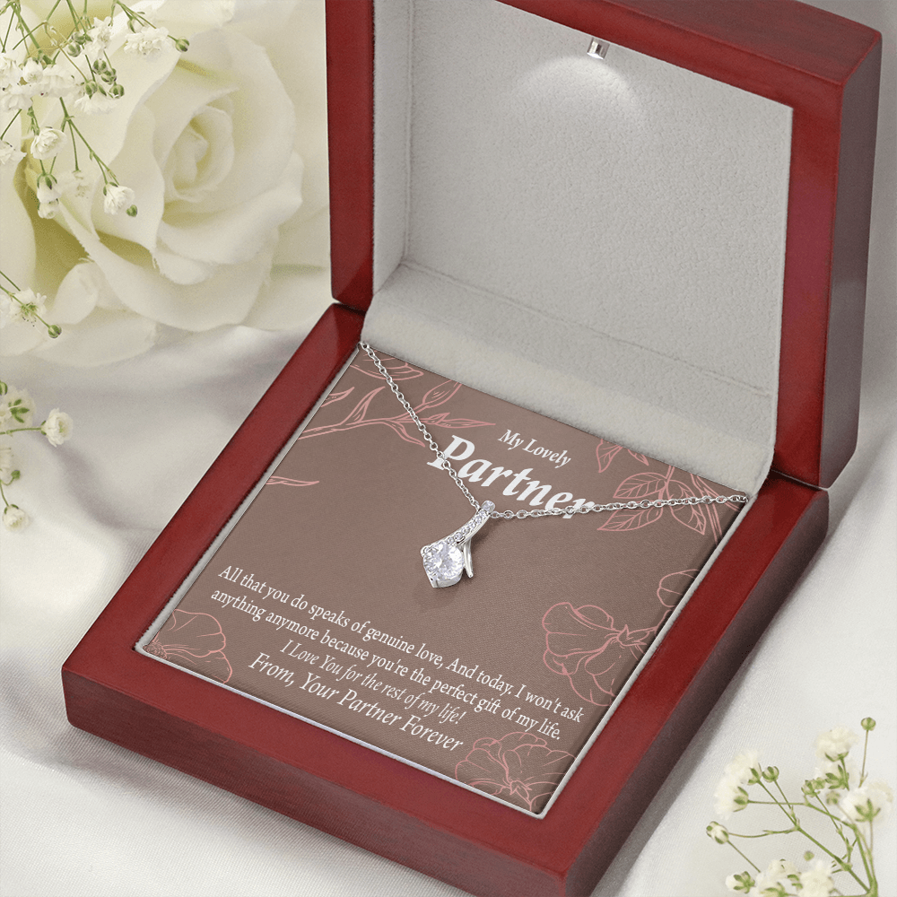 To My Partner Perfect Gift Of My Life Alluring Ribbon Necklace Message Card-Express Your Love Gifts