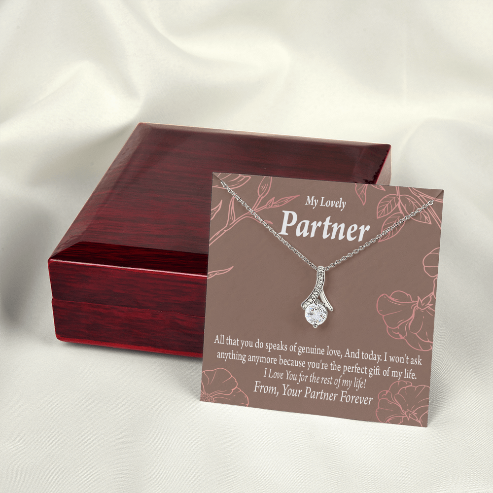 To My Partner Perfect Gift Of My Life Alluring Ribbon Necklace Message Card-Express Your Love Gifts