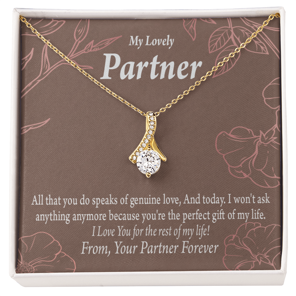 To My Partner Perfect Gift Of My Life Alluring Ribbon Necklace Message Card-Express Your Love Gifts