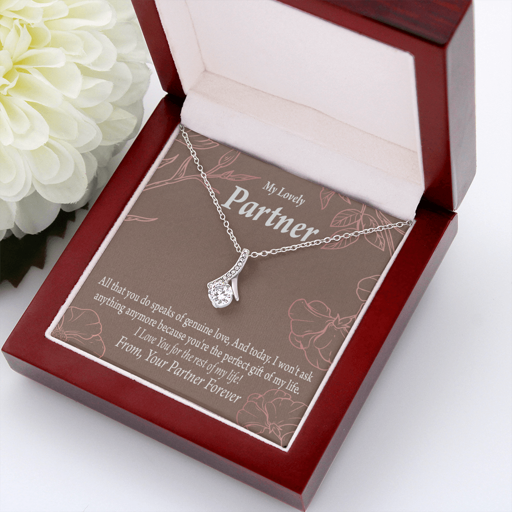 To My Partner Perfect Gift Of My Life Alluring Ribbon Necklace Message Card-Express Your Love Gifts